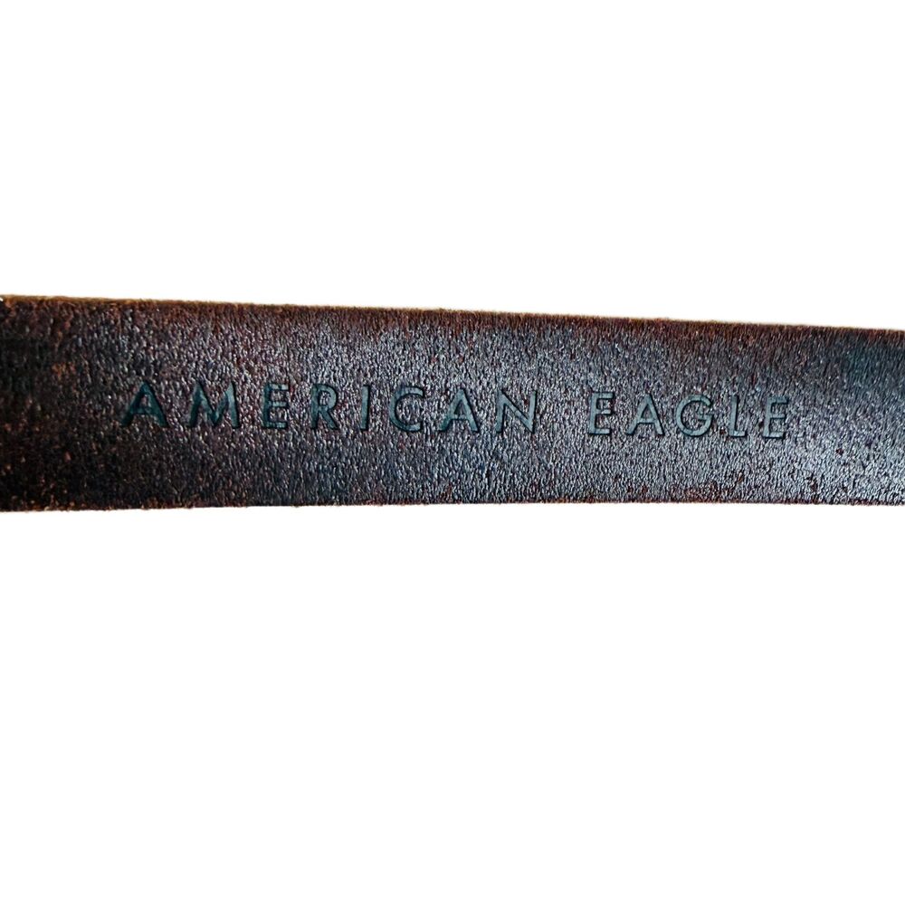 American Eagle Thick Brown Leather Belt Mens Womens Unisex 36 Supple - Picture 7 of 8